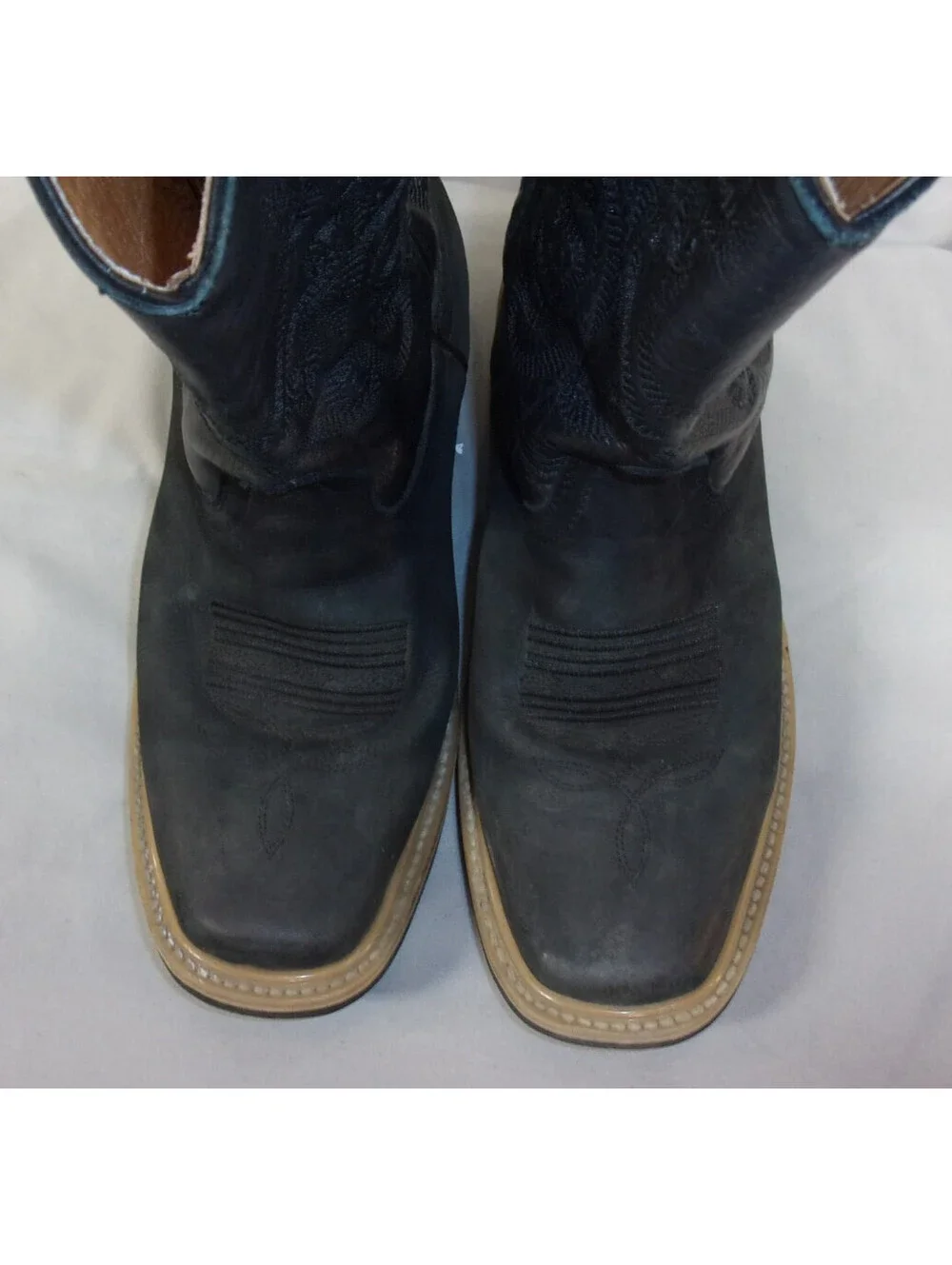 DESIGNER POTRERO WESTERN SQUARE TOE HEAVY SOLE MIDCALF COWBOY BROWN BOOTS SIZE 6